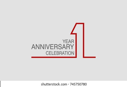 1 year anniversary linked logotype with red color isolated on white background for company celebration event