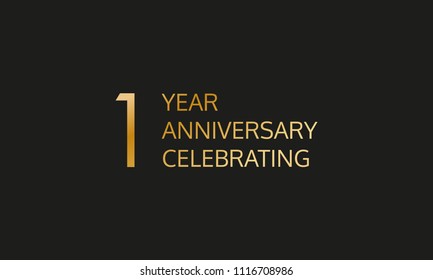 1 year anniversary logo. 1st anniversary celebration label. Design element or banner for birthday, invitation, wedding jubilee. Vector illustration.