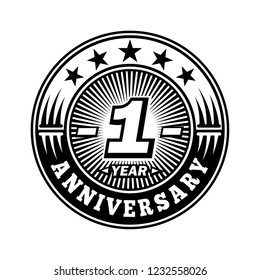 1 year anniversary. Anniversary logo design. Vector and illustration.