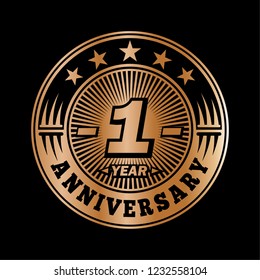 1 year anniversary. Anniversary logo design. Vector and illustration.