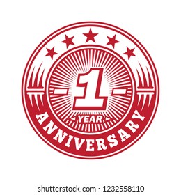1 year anniversary. Anniversary logo design. Vector and illustration.
