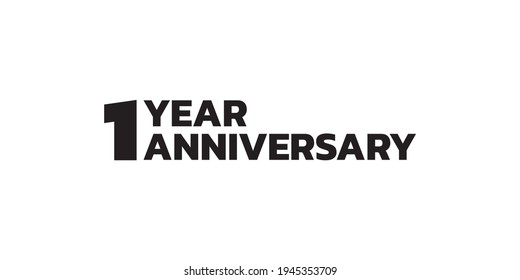 1 Year Anniversary Logo Design. First Birthday Celebration Icon Or Badge. Vector Illustration.