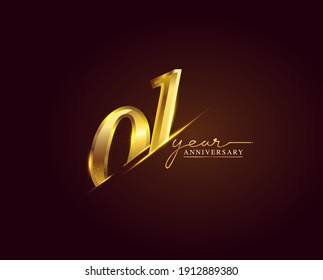 1 Year Anniversary Logo Golden Colored isolated on elegant background, vector design for greeting card and invitation card