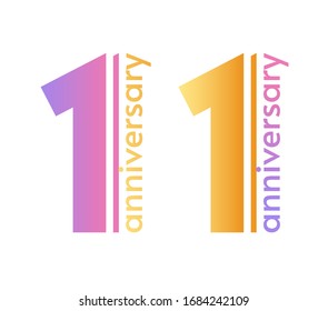 Plantilla de logo de 1 año y número uno vector diseño moderno de ilustraciones vívidas en color, placa de icono de primera fiesta de cumpleaños aislada en símbolo de fondo blanco trendy