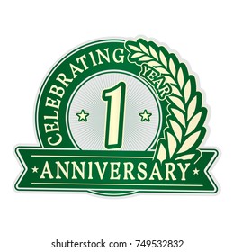 1 year anniversary logo template. Vector and illustration.