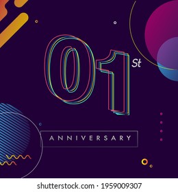 1 year anniversary logo, vector design birthday celebration with colorful geometric background and circles shape.