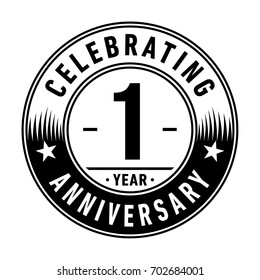 1 Year Anniversary Logo. Vector And Illustration.