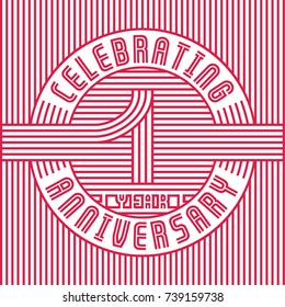1 year anniversary logo. Vector and illustration. Line art anniversary design template