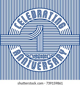 1 year anniversary logo. Vector and illustration. Line art anniversary design template