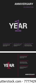1 Year Anniversary Logotype design with overlapping styles between numbers and letters