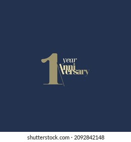 1 year anniversary logotype with modern minimalism style. Vector Template Design Illustration.