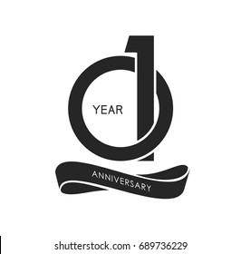 1 year anniversary pictogram vector icon, 1 year birthday logo label, black and white stamp isolated