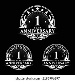 1 year anniversary set. 1st celebration logo collection. Vector and illustration. 