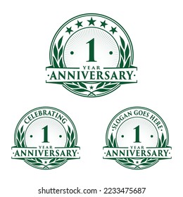 1 year anniversary set. 1st celebration logo collection. Vector and illustration. 