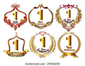 1 Year Anniversary Sign Collection In Vector