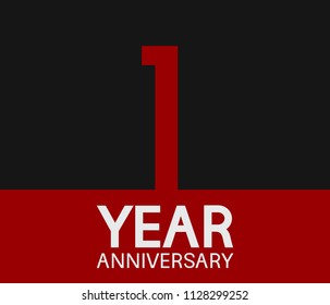 1 year anniversary simple design red number on black background for celebration template