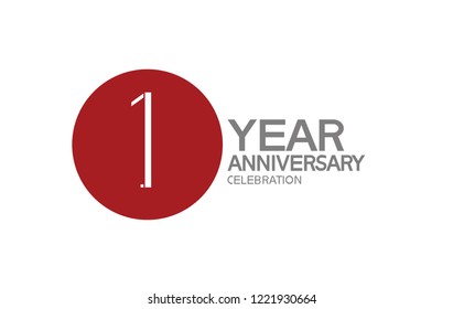 1 year anniversary simple design with big red circle for celebration event