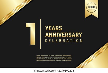 Diseño de plantilla de 1 año de aniversario. Celebración del Aniversario de Oro, ilustración vectorial.