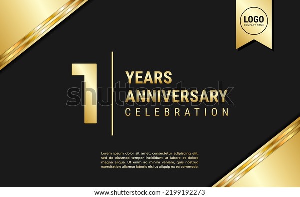 1 Year Anniversary Template Design Golden Stock Vector (Royalty Free ...