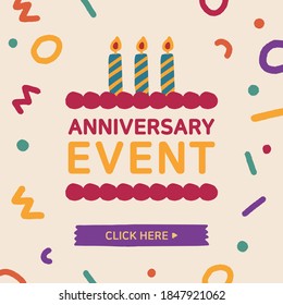 1 year anniversary vector banner template.