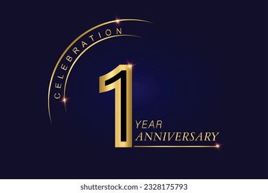 1 year anniversary vector banner template.Dark Blue Golden Royal anniversary Graphics Background.Growing Elegant Shine Spark. Luxury Premium Corporate Abstract Design Template.modern Shape Post.