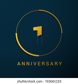 1 Year Anniversary Vector Logo Design Isolated on Dark Background