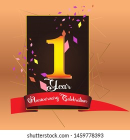 1 Year Anniversary Vector Template Design Illustration