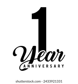 1 Year Anniversary wedding wish lettering text vector illustration.