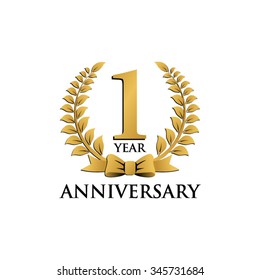 1 Year Anniversary Wreath Ribbon Logo 