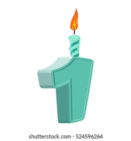 1 year birthday. Figures with festive candle for holiday cake. one Anniversary