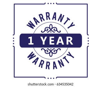 1 year blue warranty icon vector