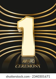 1 year Celebration Golden Award Graphics Background. Luxury Premium Corporate Abstract Design Template Banner Certificate. Vector.