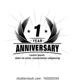1 year design template. Anniversary vector and illustration template.