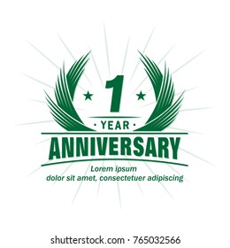 1 year design template. Anniversary vector and illustration template.