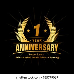 1 year design template. Anniversary vector and illustration template.