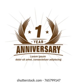1 year design template. Anniversary vector and illustration template.