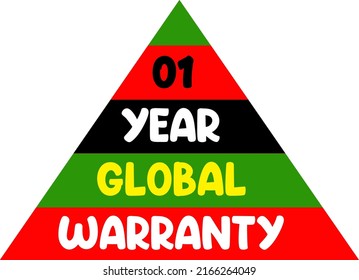 1 year global warranty vector illustration with red, black and green color on white background and fantastic font, creative design.