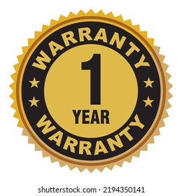 1 Year Gold Seal Warranty, Vector Sticker And Label.