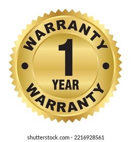 1 Year Gold Seal Warranty, Vector Sticker And Label.