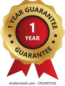 1 year guarantee badge, guarantee certificate, 1 year guarantee logo, Year guarantee Logo Vector Photo