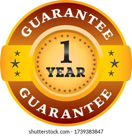1 Year Guarantee label logo Image, Guarantee stamp Stock Photos. Illustration of logo