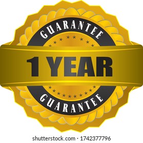 1 Año de garantía logotipo Imagen, sello de garantía Fotos del stock. Ilustración del logotipo