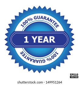 1 year guarantee rubber stamp sign.-eps10 vector