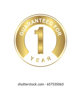 1 year guaranteed sticker with gold color icon