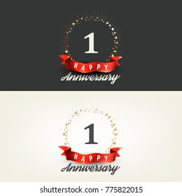 1 year Happy Anniversary banners. Vector illustration.