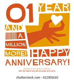 1 Year Happy Anniversary (Vector Illustration Concept Design)