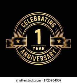 1 year logo design template. 1st anniversary vector and illustration.