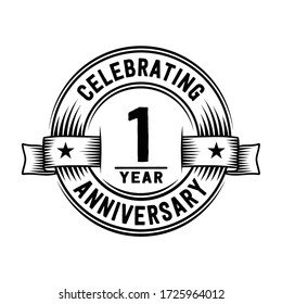 1 year logo design template. 1st anniversary vector and illustration.