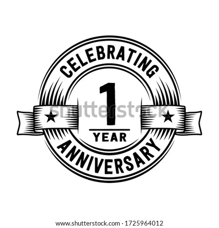 1 year logo design template. 1st anniversary vector and illustration.