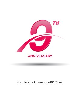 1 year pink anniversary. business, corporate, wedding, love, valentine logo celebration